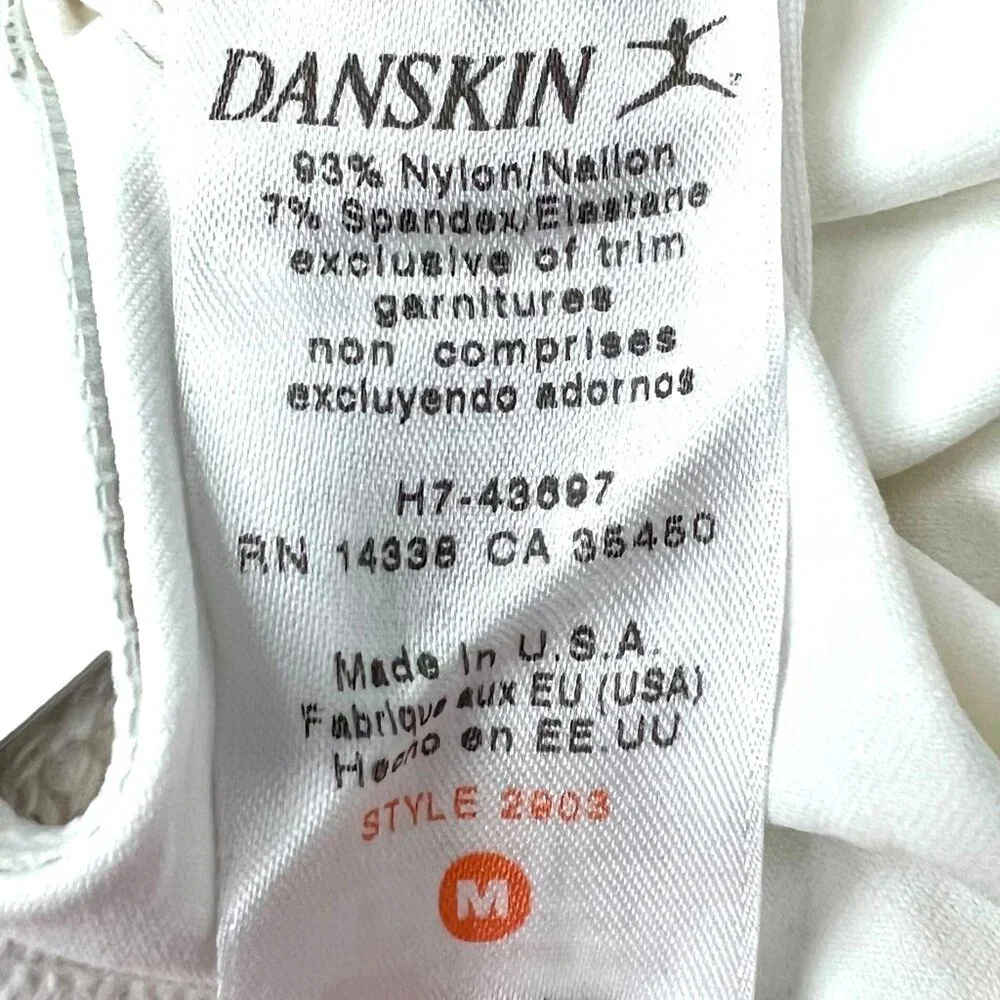 Danskin Childs M 8-10 Tank Leotard White Scoop Neck Dance